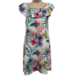 Tommy Bahama Floral Swim Dress Size M UPF 50 Fronds Ferdinan Off-The-Shoulder